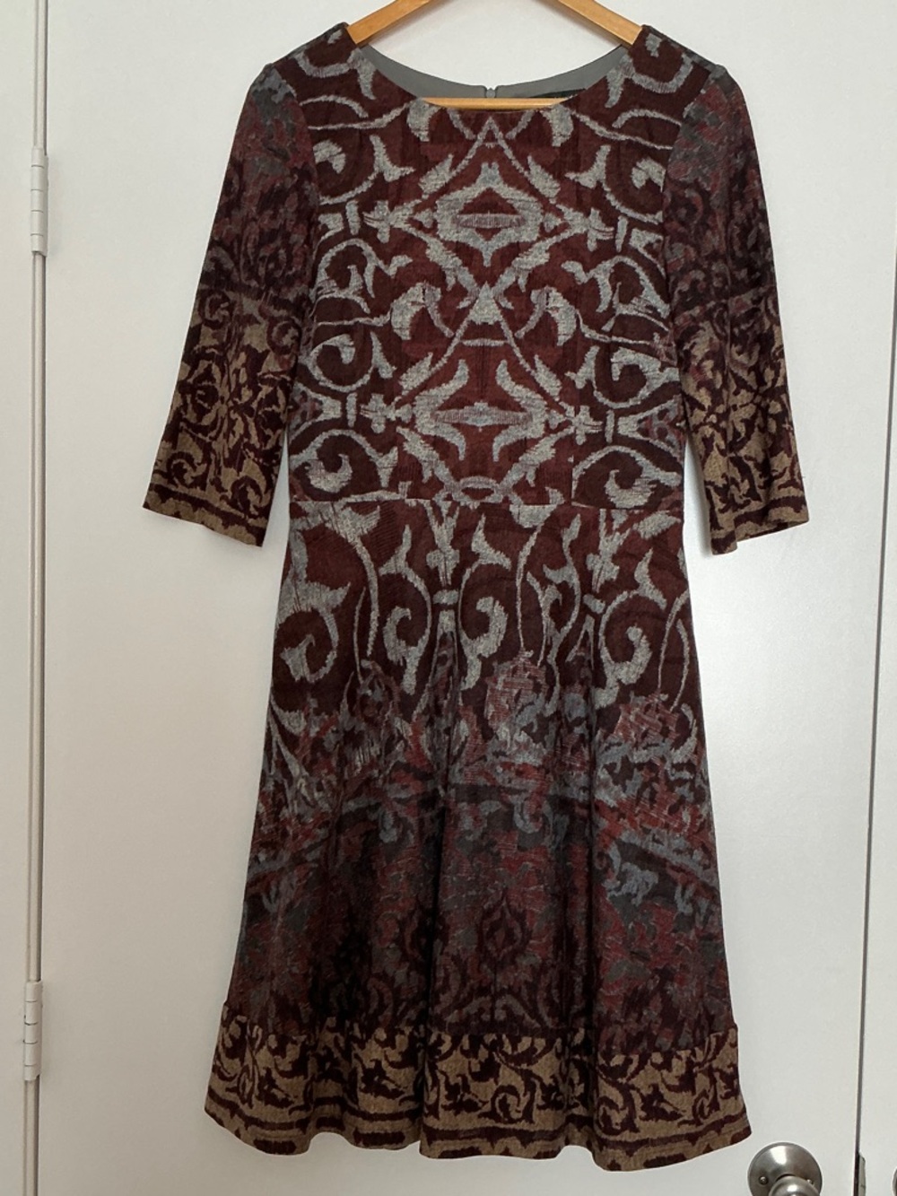 Patterned Midi Fit-and-Flare Dress